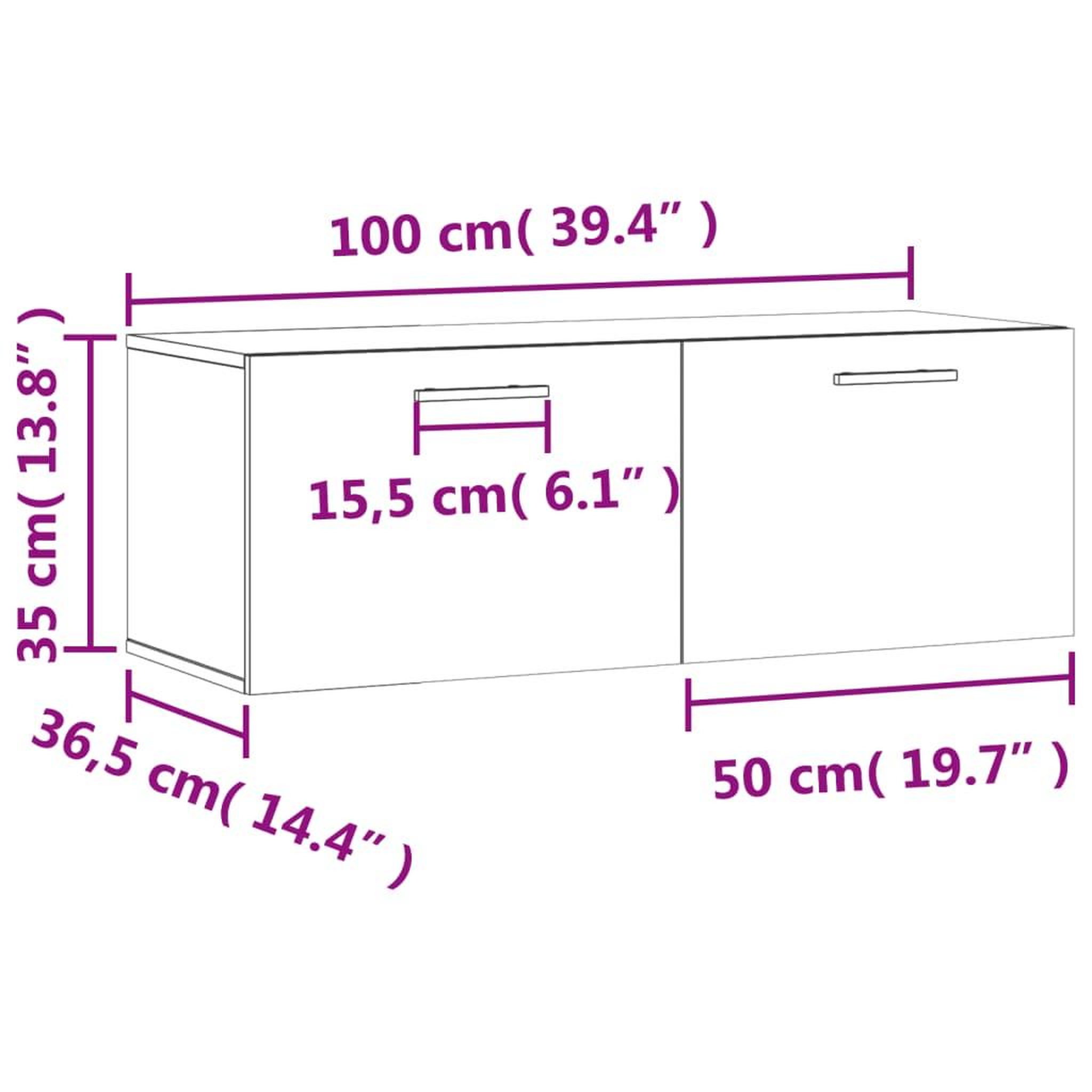Voir la diapositive 6 : VIDAXL Armoire murale sonoma gris 100x36,5x35 cm bois d'ingenierie