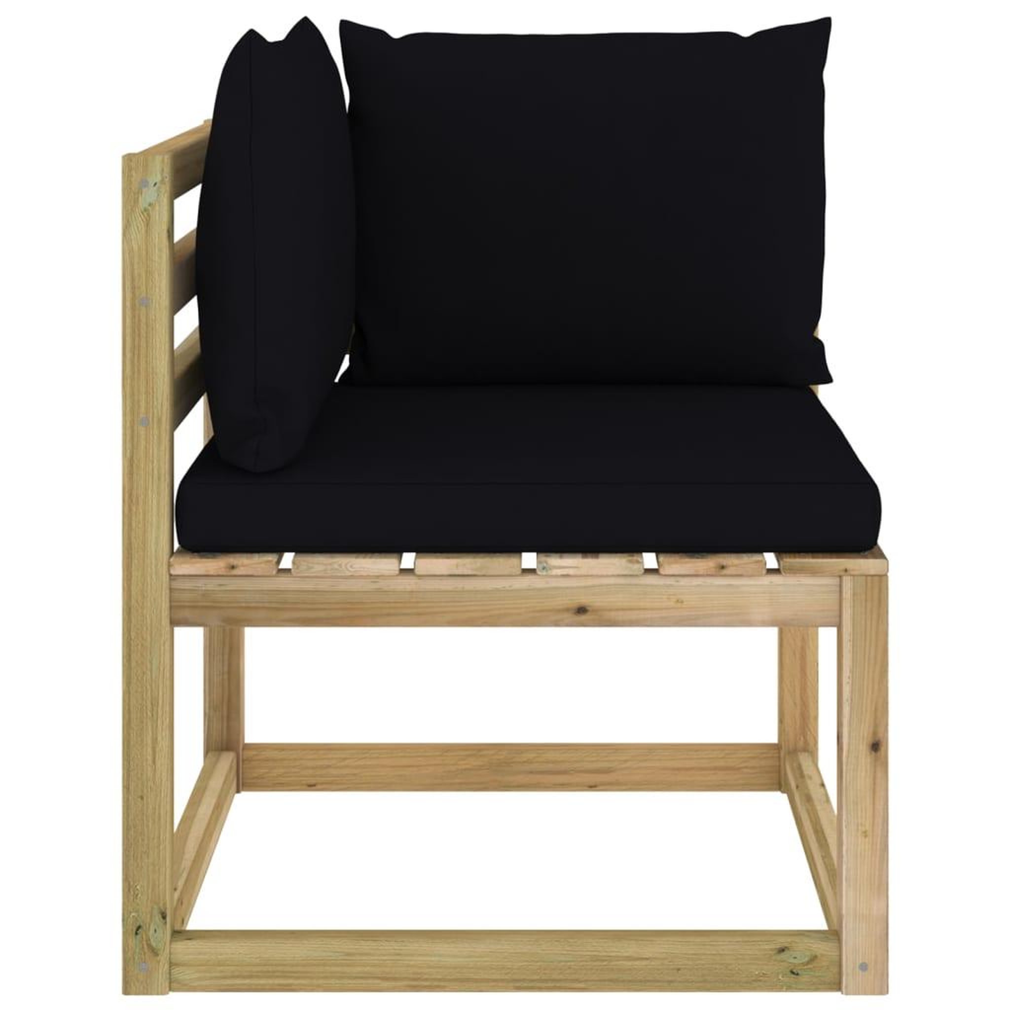 Voir la diapositive 3 : VIDAXL Canape d'angle de jardin avec coussins Bois impregne de vert