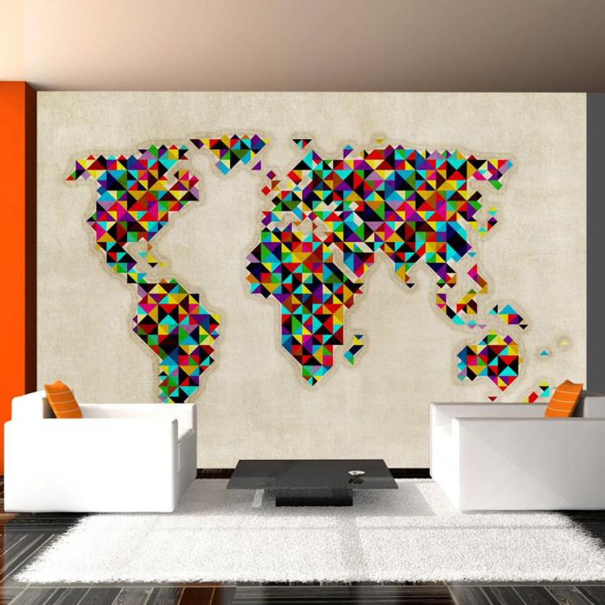 Paris Prix Papier Peint  World Map a Kaleidoscope of Colors. Coloris disponibles : Multicolore