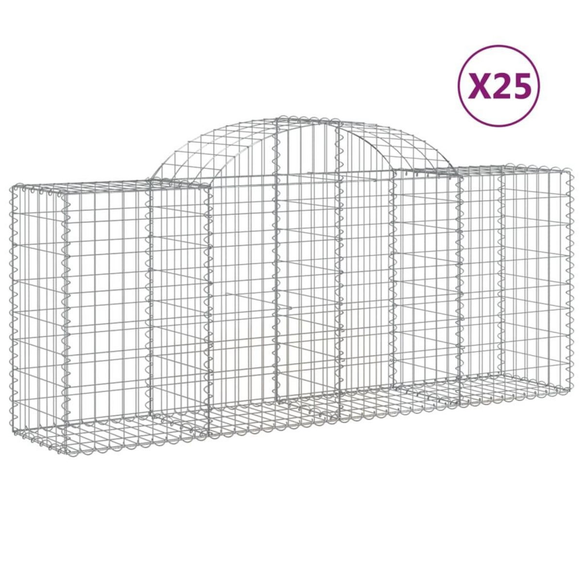 VIDAXL Paniers a gabions arques 25 pcs 200x50x80/100 cm Fer galvanise