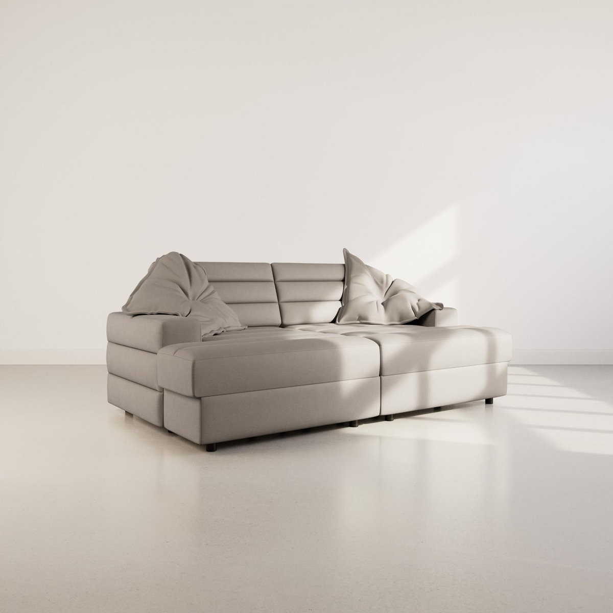 LISA DESIGN Loredana - canapé droit 4 places double méridienne - assise profonde - en tissu texturé