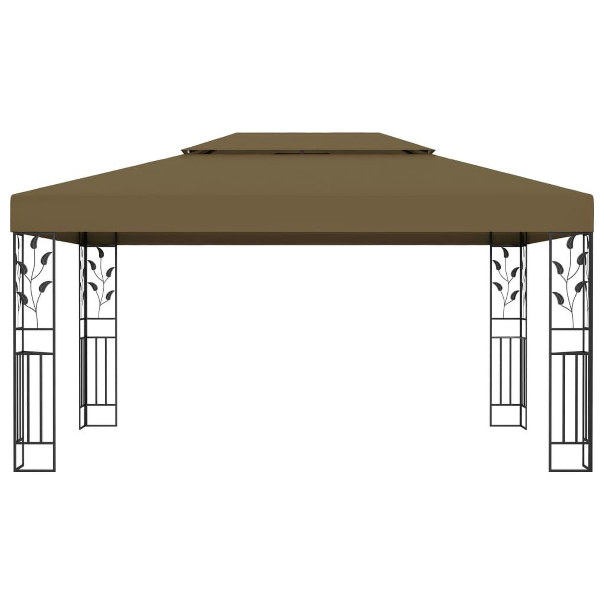 Voir la diapositive 4 : VIDAXL Tonnelle avec double toit et lumieres led 3x4 m taupe