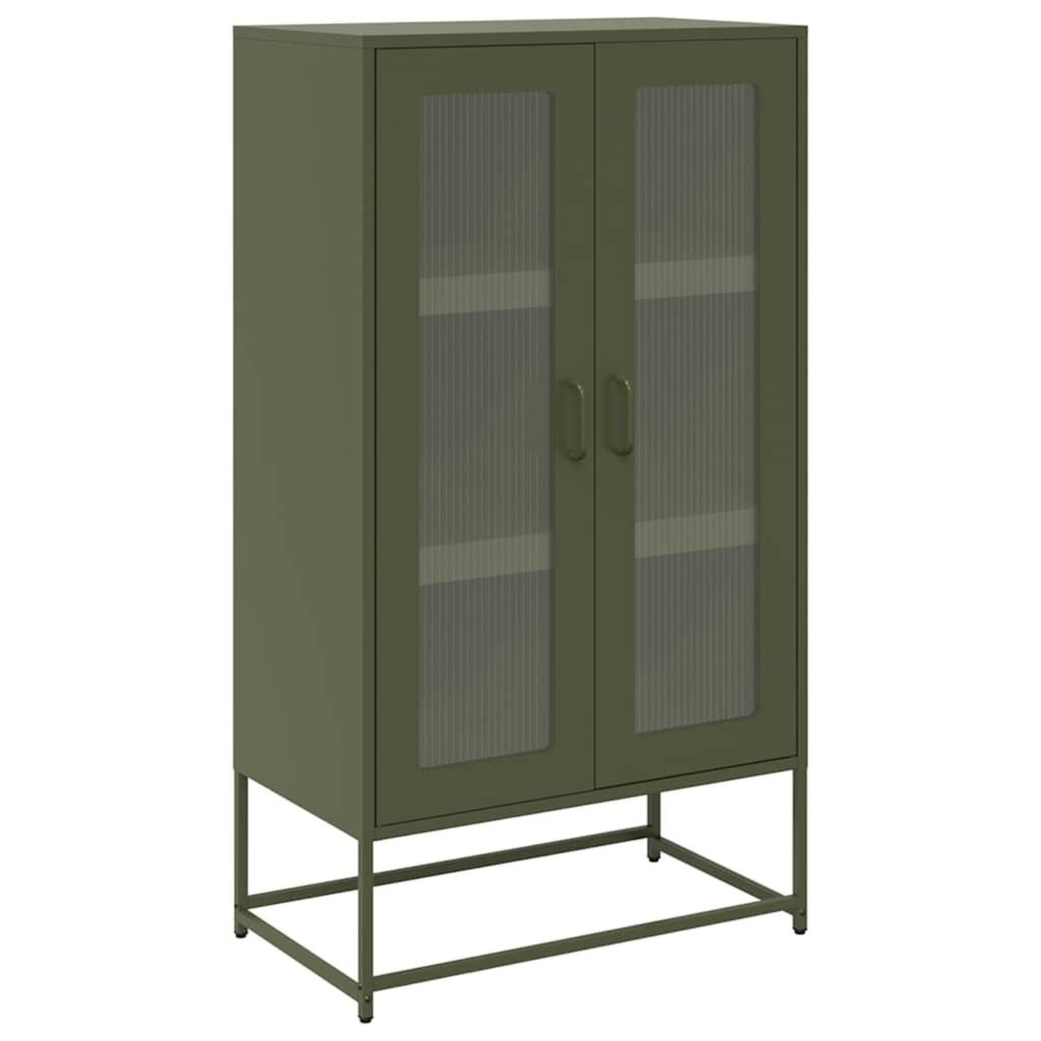 Voir la diapositive 2 : VIDAXL Buffet haut vert olive 68x39x123 cm acier