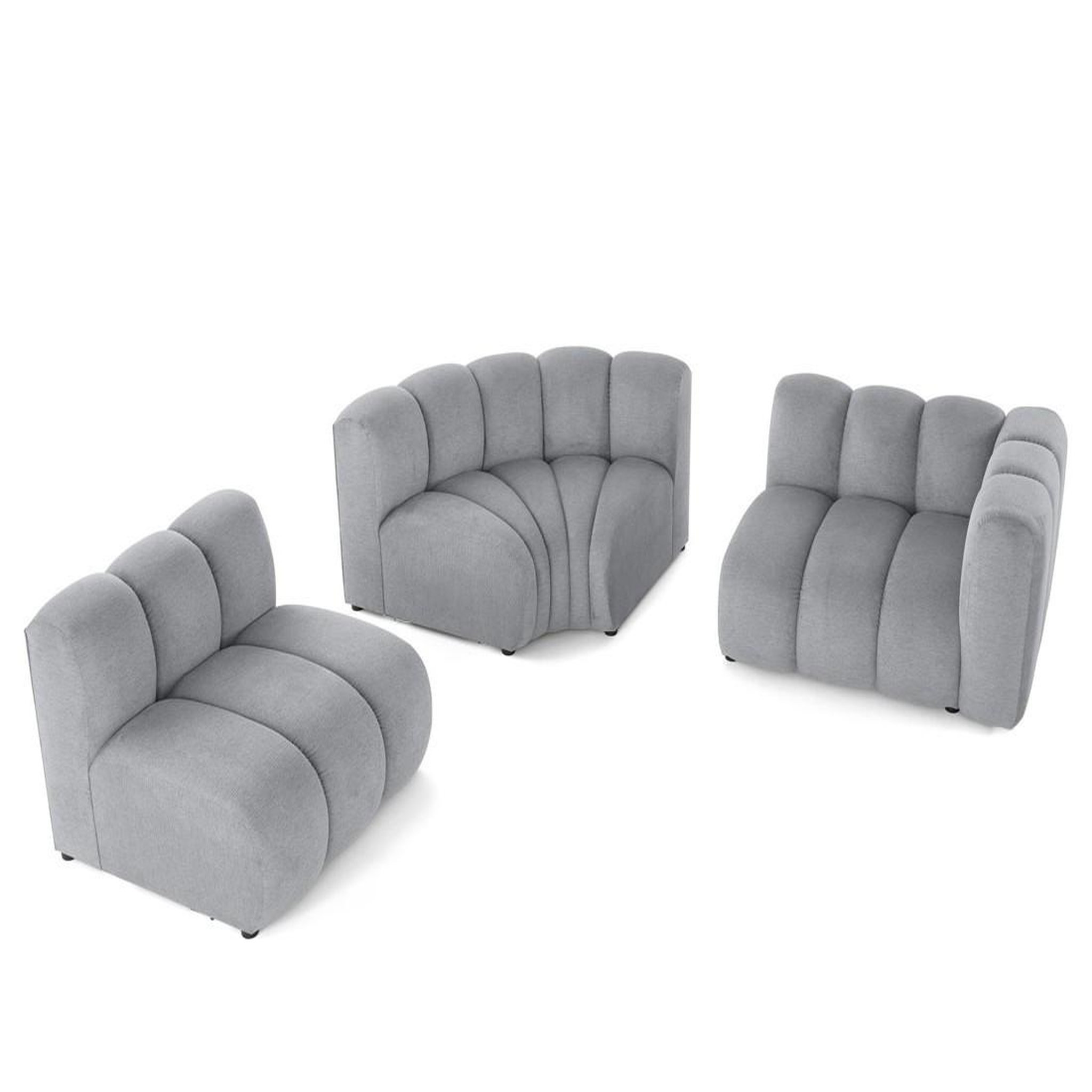 Voir la diapositive 2 : LISA DESIGN Debbie - canapé modulable d'angle gauche 4 places avec accoudoir en tissu texturé