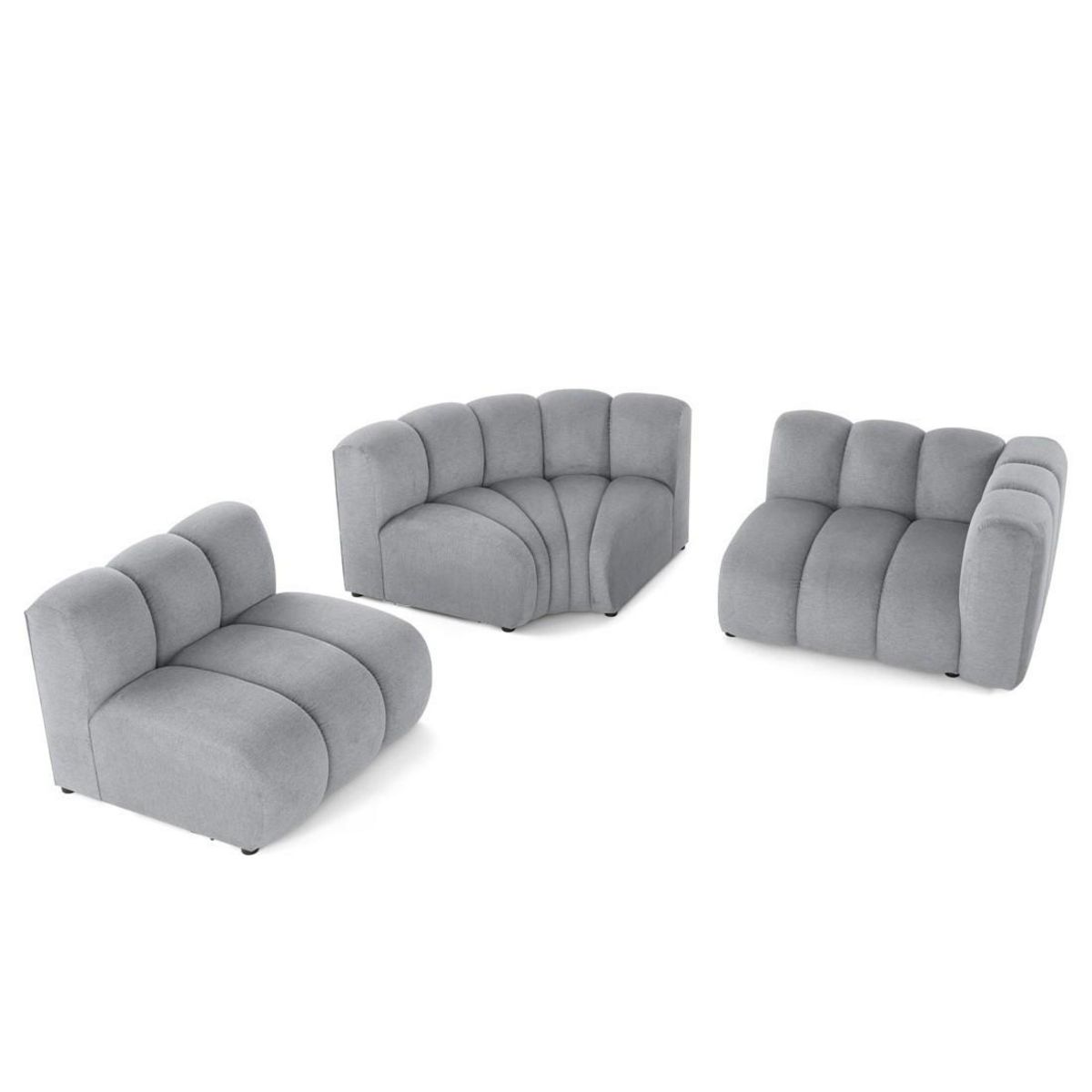 LISA DESIGN Debbie - canapé modulable d'angle gauche 4 places avec accoudoir en tissu texturé