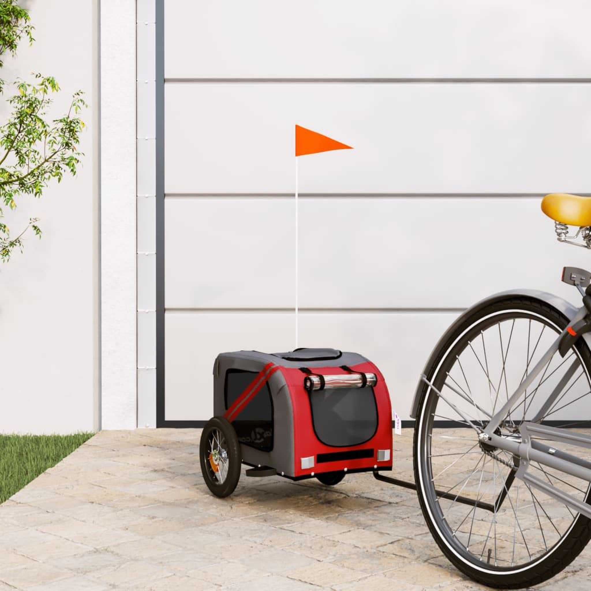 VIDAXL Remorque de velo pour animaux de compagnie rouge et gris