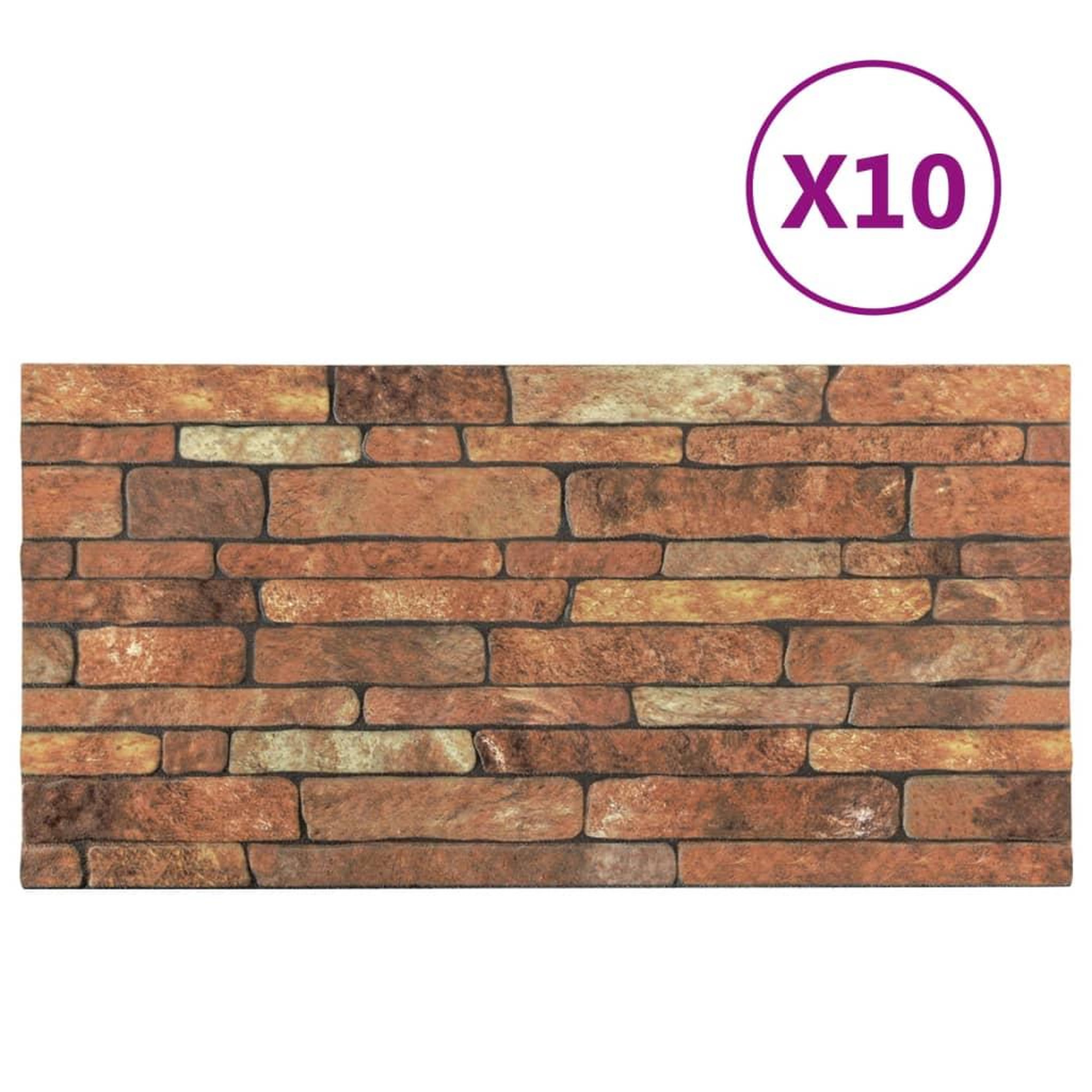 Voir la diapositive 3 : VIDAXL Panneaux muraux 3D au design de brique marron 10 pcs EPS