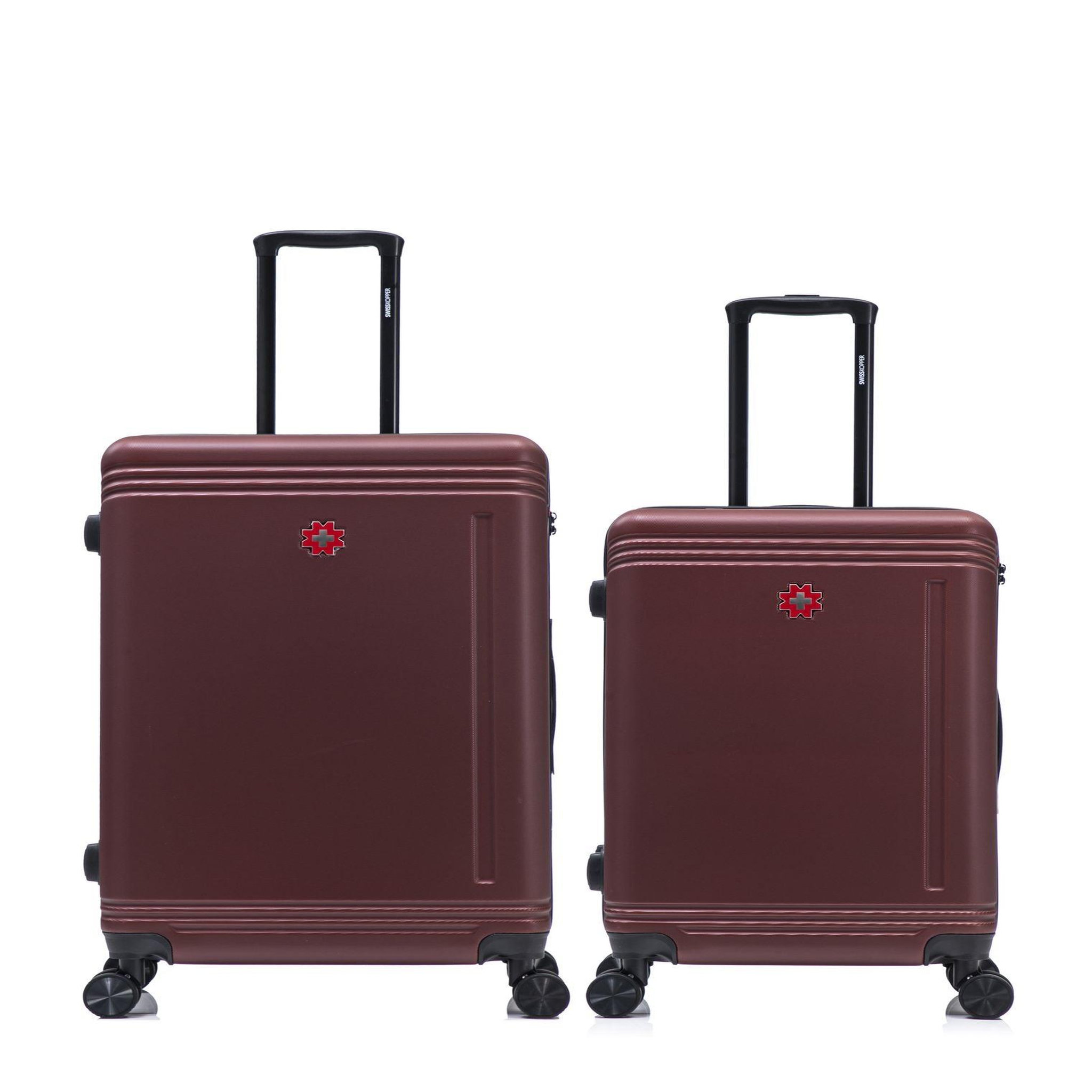 SWISS KOPPER Lot de 2 Valises Rigides Grand Format et Taille Moyenne GSTAAD. Coloris disponibles : Rouge, Bleu, Noir, Beige, Vert, Orange