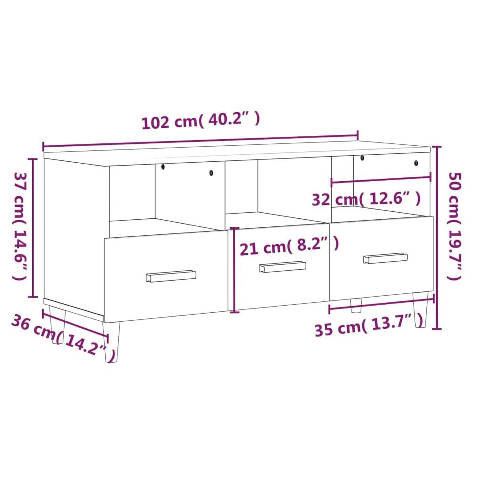 Voir la diapositive 6 : VIDAXL Meuble TV Blanc brillant 102x36x50 cm Bois d'ingenierie