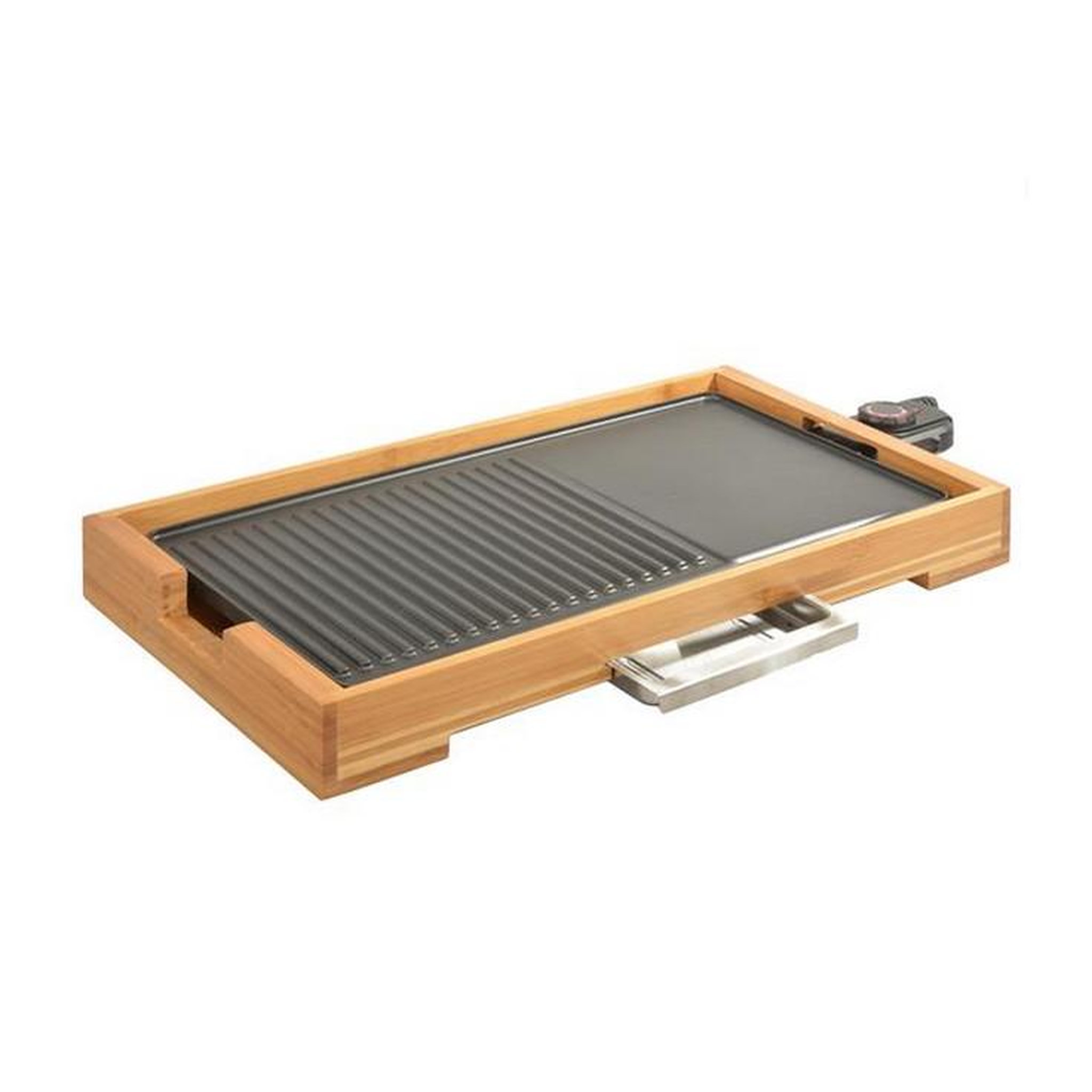 Voir la diapositive 2 : Kitchen chef Plancha gril électrique 2000w 51x25,5cm - KCWOODPLA2000