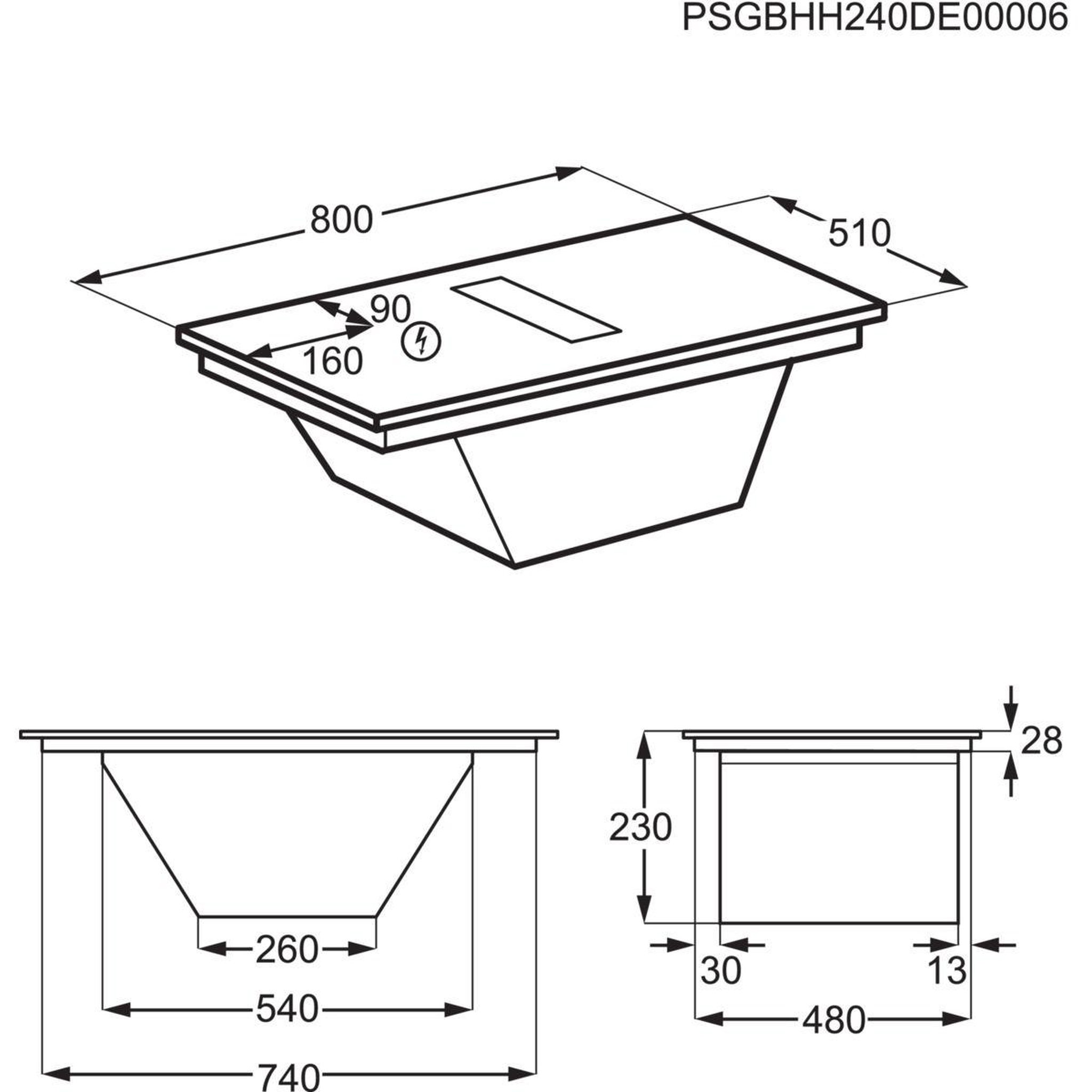 Voir la diapositive 5 : ELECTROLUX Plaque induction aspirante KCC83443CZ SaphirMatt® - Hotte intégrée Mat