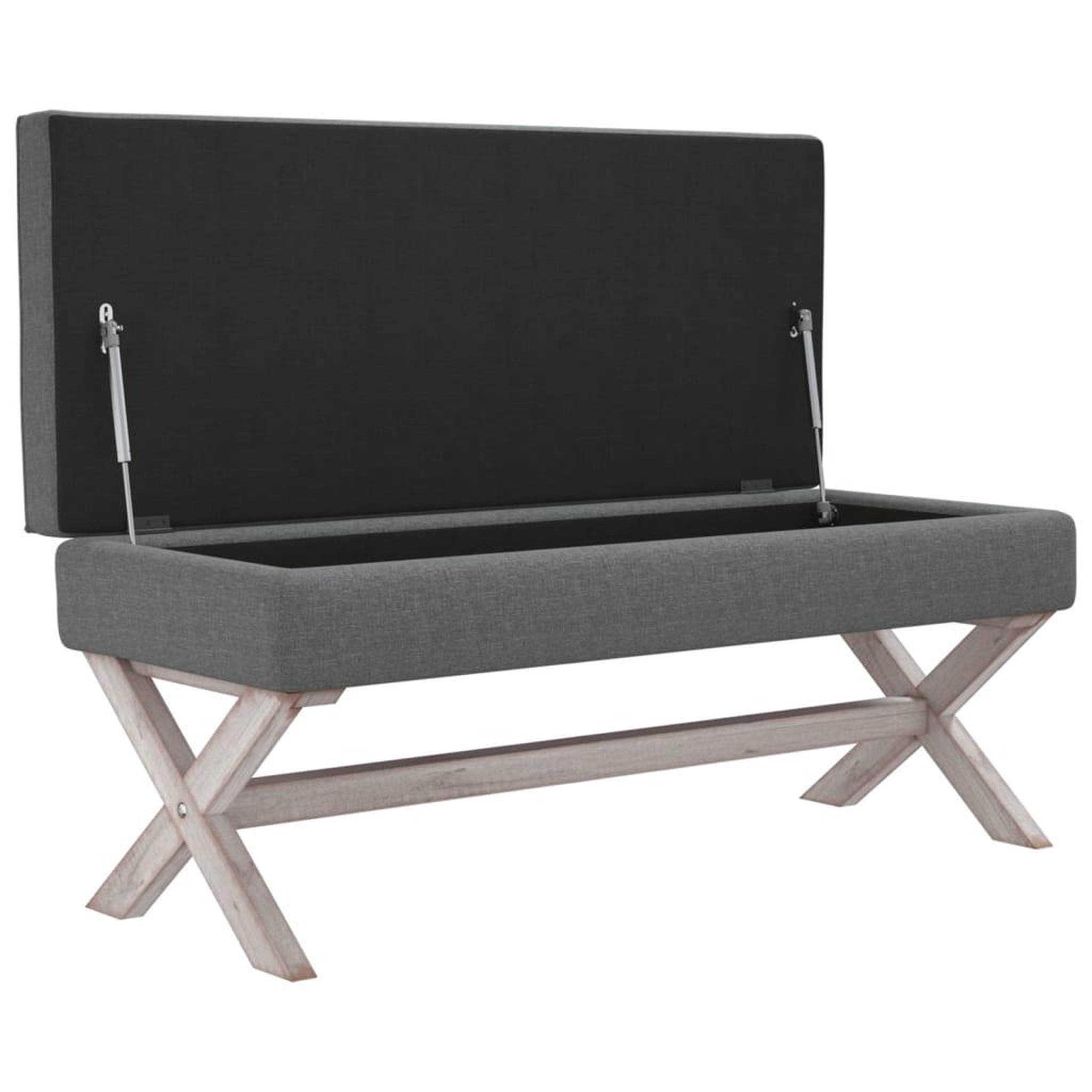 Voir la diapositive 4 : VIDAXL Tabouret de rangement Gris fonce 110x45x49 cm Tissu