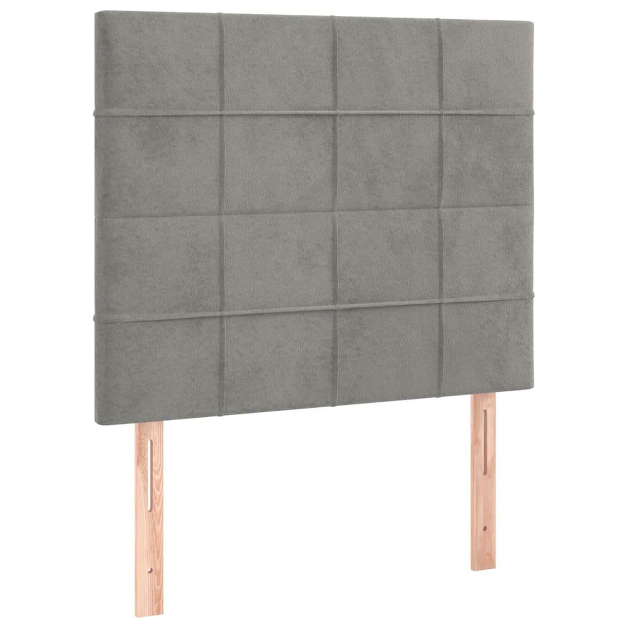 Voir la diapositive 2 : VIDAXL Tetes de lit 2 pcs Gris clair 90x5x78/88 cm Velours