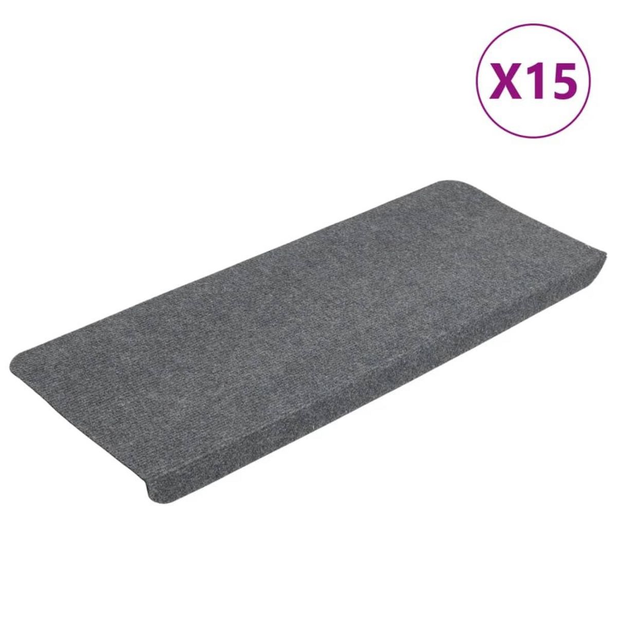 VIDAXL Tapis d'escalier autocollants 15 pcs 65x24,5x3,5 cm Gris