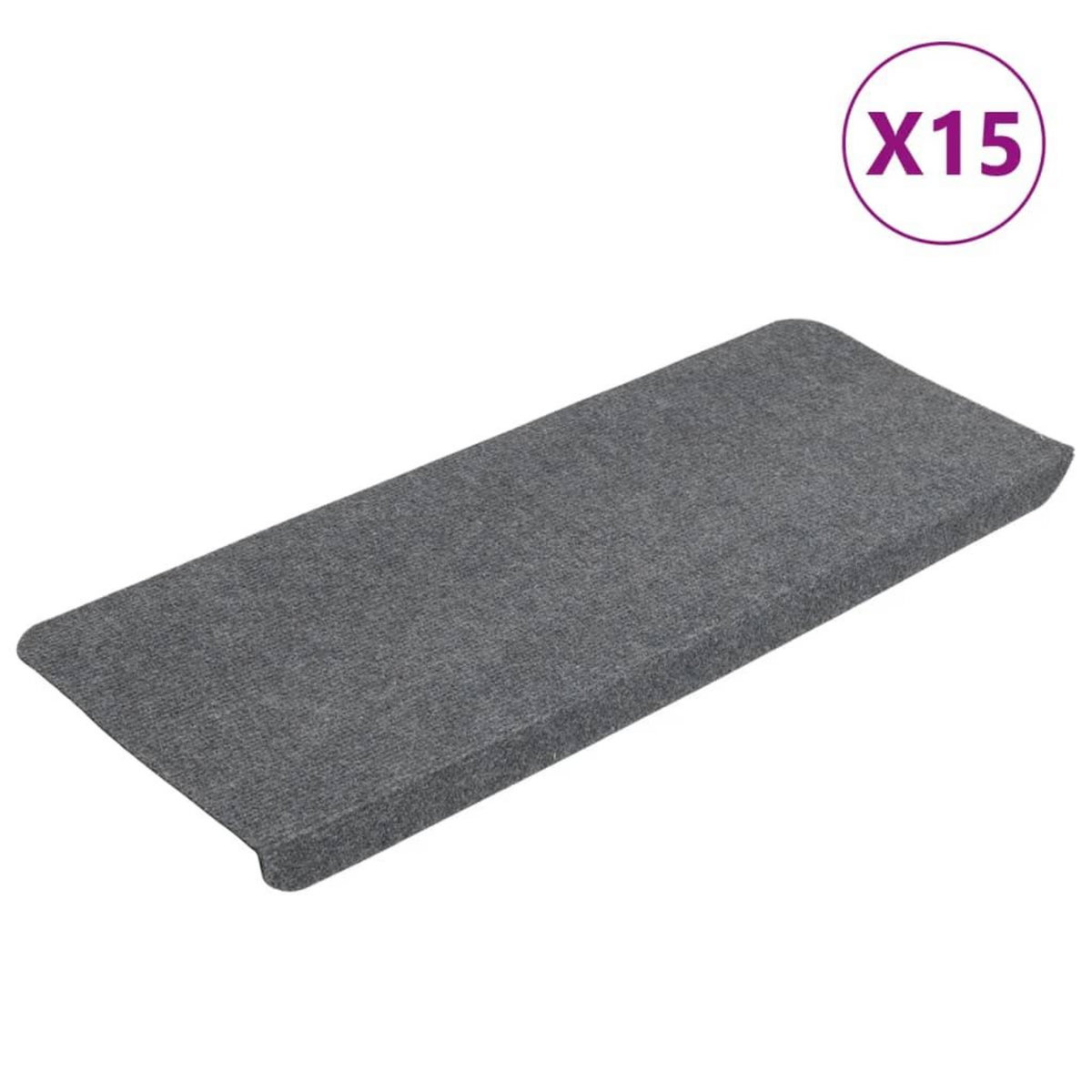 VIDAXL Tapis d'escalier autocollants 15 pcs 65x24,5x3,5 cm Gris
