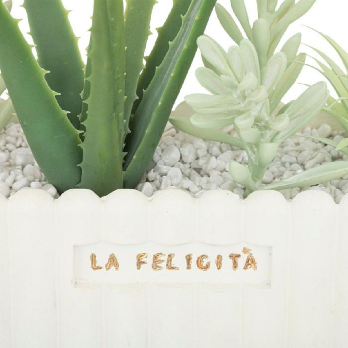 ATMOSPHERA Plante Artificielle en Pot  Rivi  35cm Blanc & Vert