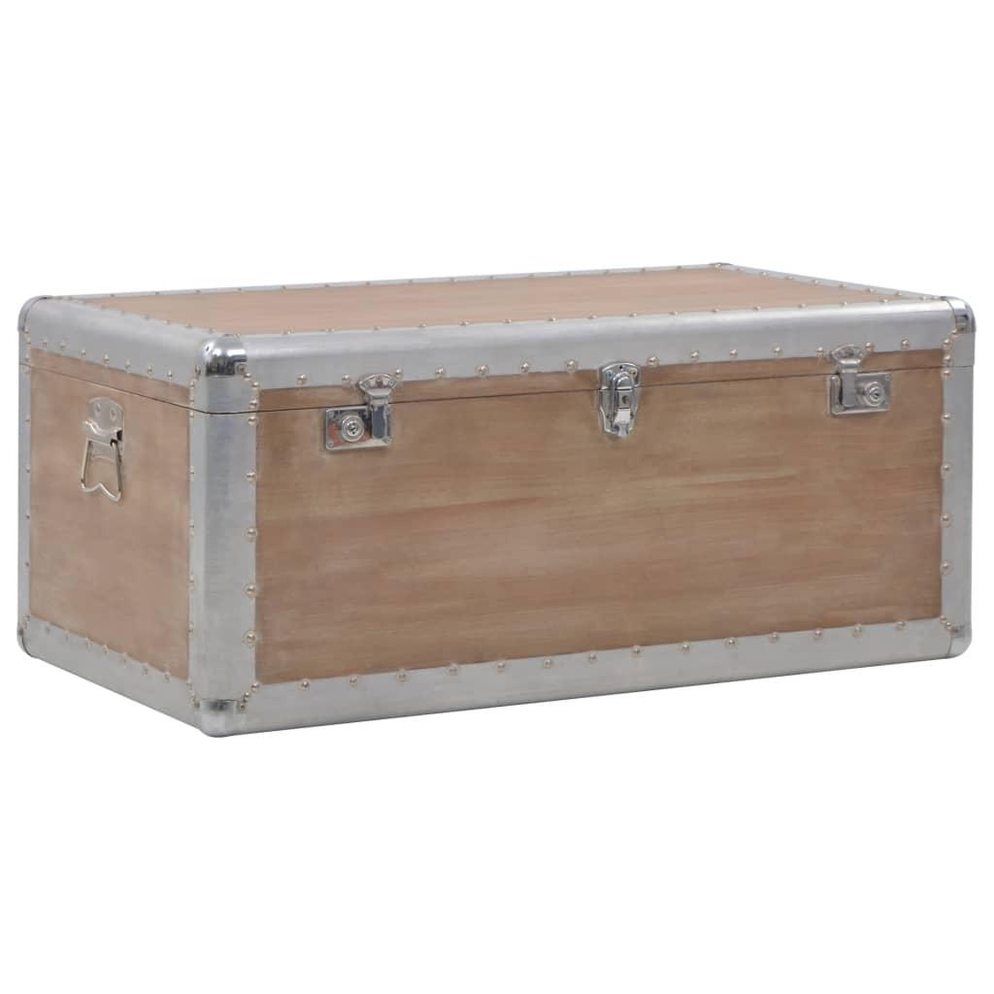 Voir la diapositive 5 : VIDAXL Boîte de rangement bois de sapin massif 91x52x40 cm marron