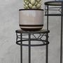 Voir la diapositive 5 : OUTSUNNY Lot de 3 supports pot de fleurs plateaux aspect rotin métal doré noir