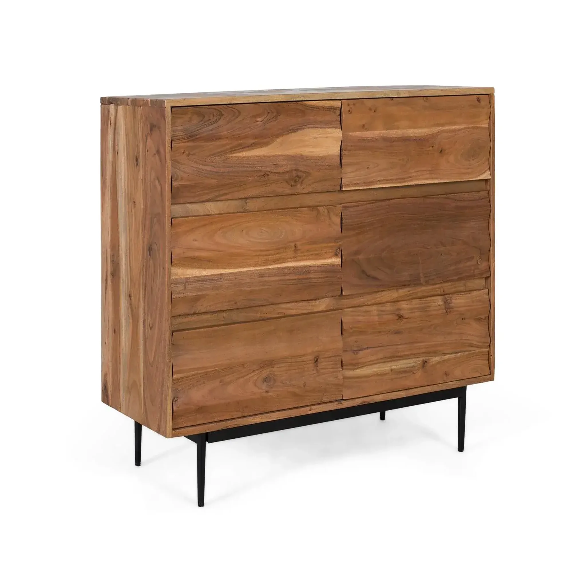 Voir la diapositive 2 : GINER Y COLOMER SL Commode en bois d'acacia 110 cm style rustique moderne