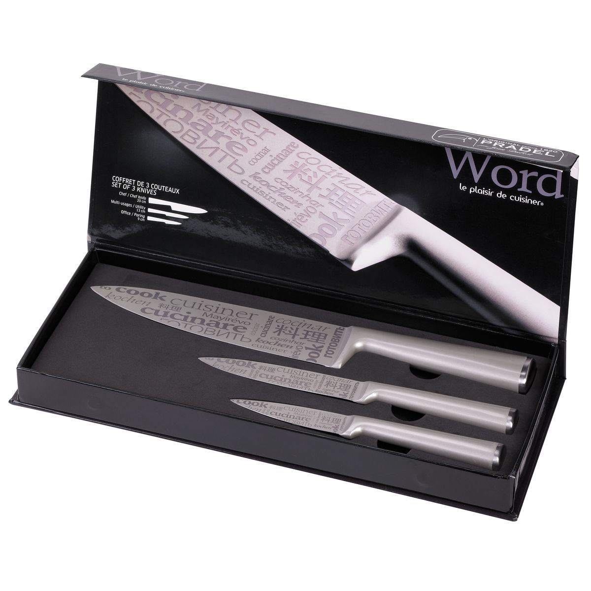 PRADEL Coffret 3 couteaux de cuisine WORD