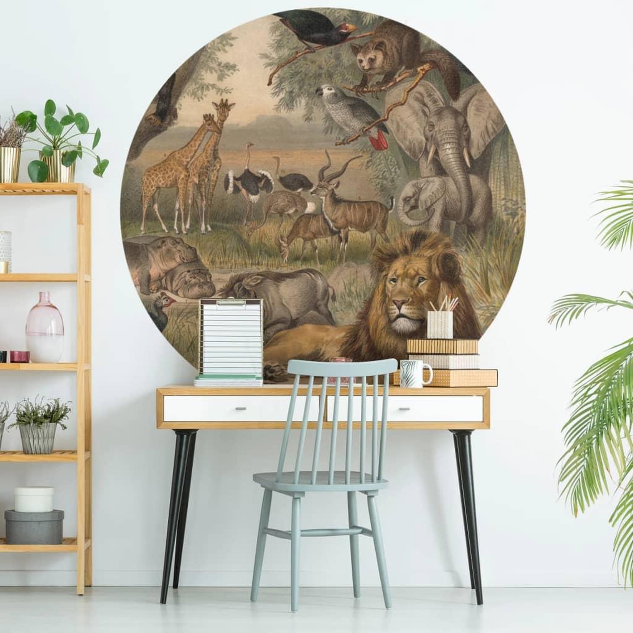 Voir la diapositive 1 : WallArt WallArt Papier peint cercle Animals of Africa 190 cm