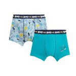 Petit Béguin Lot de 2 boxers garçon Dino. Coloris disponibles : Bleu