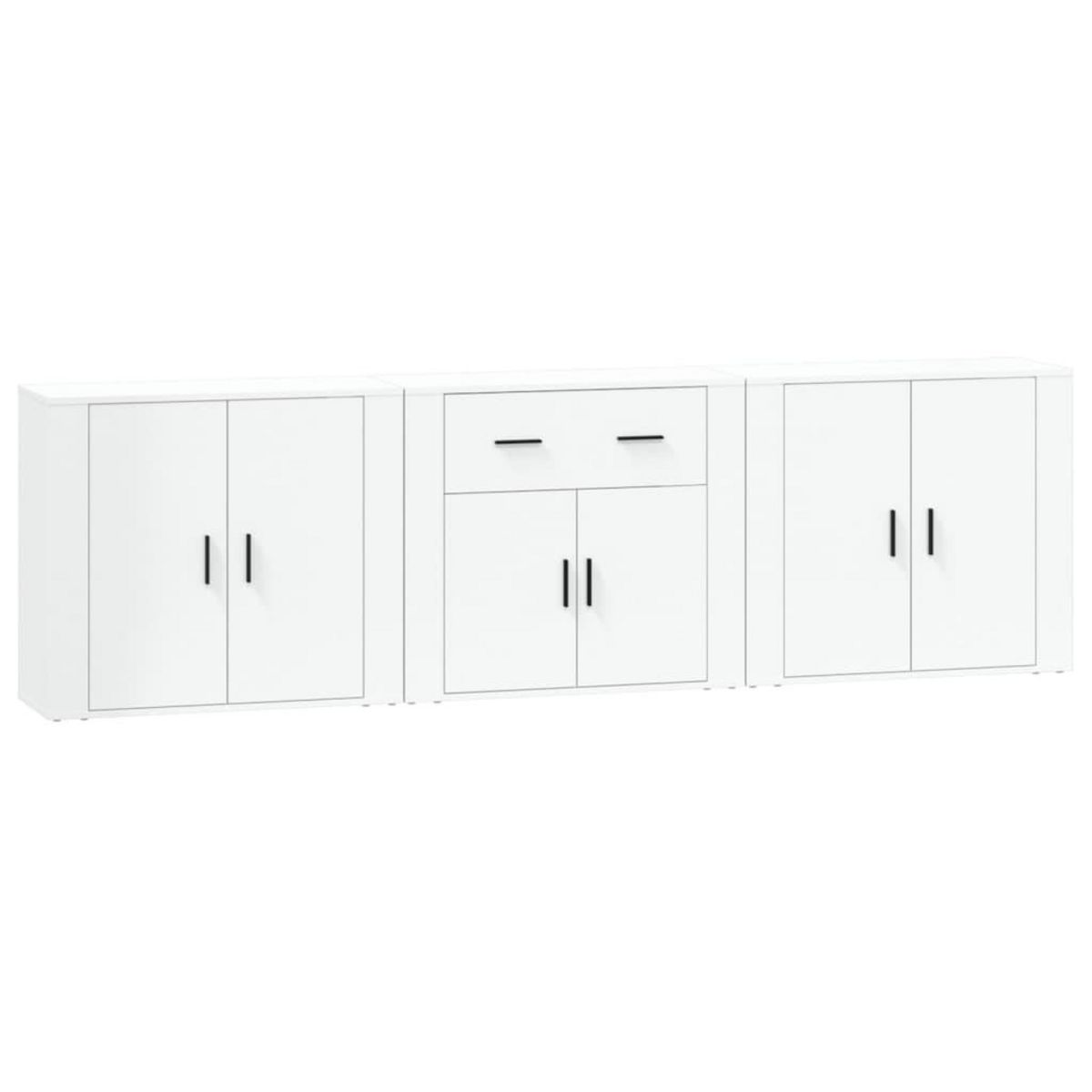 VIDAXL Buffets 3 pcs Blanc Bois d'ingenierie