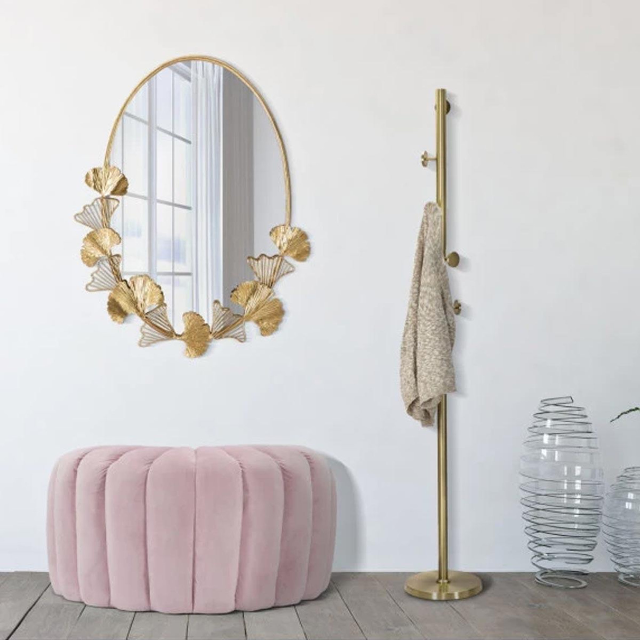 Voir la diapositive 5 : Paris Prix Miroir mural design  little leaf  78cm or