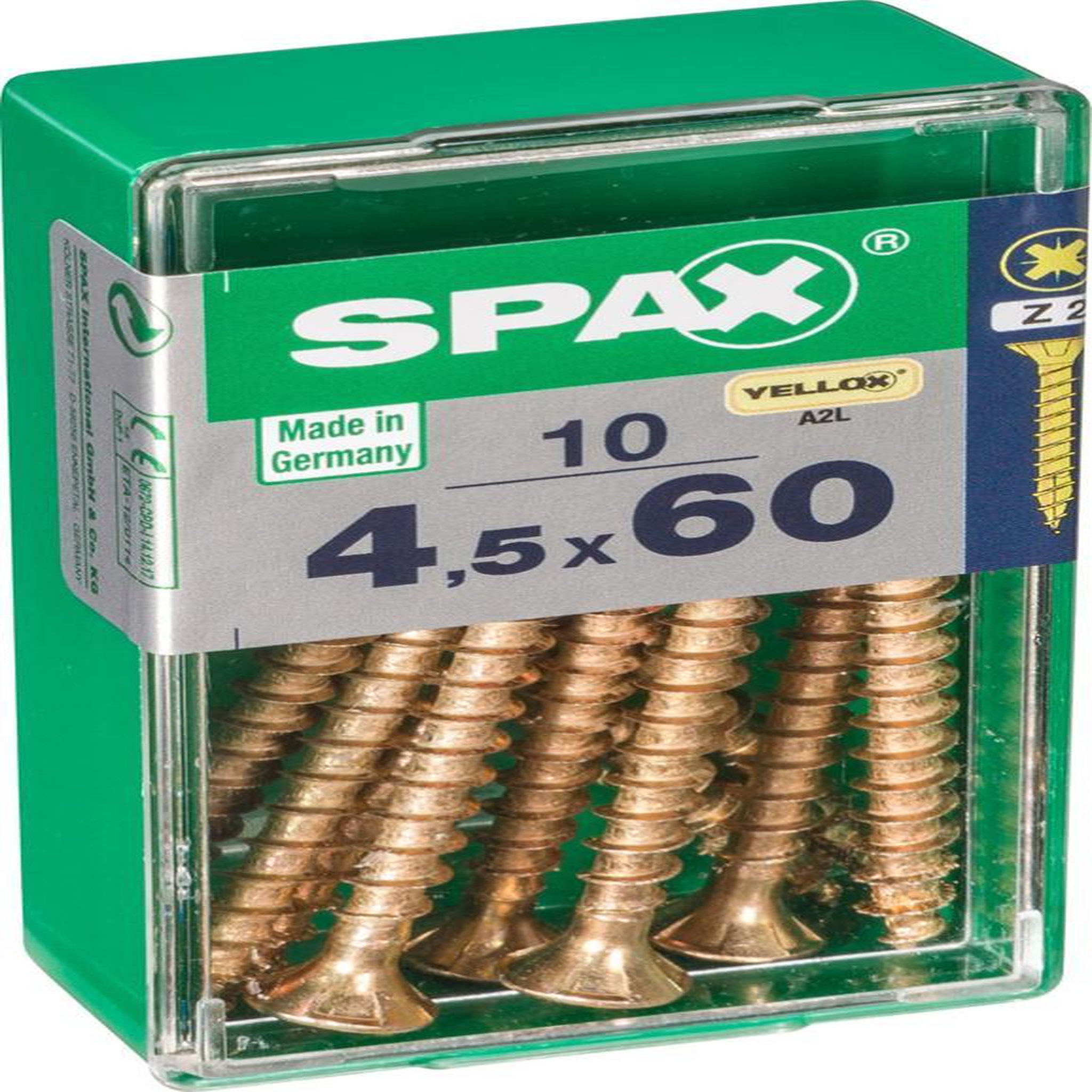 CENTRALE BRICO Lot de 10 vis acier tête fraisée SPAX, Diam.4.5 mm x L.60 mm