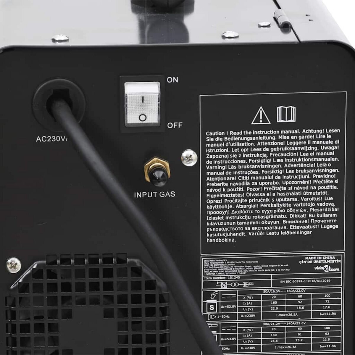 VIDAXL Machine a souder MIG / MMA / TIG 200 A