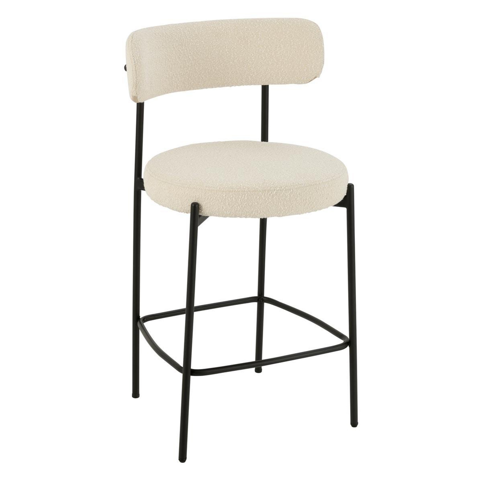J-LINE Chaise de bar en tissu bouclé  aldo  97cm blanc
