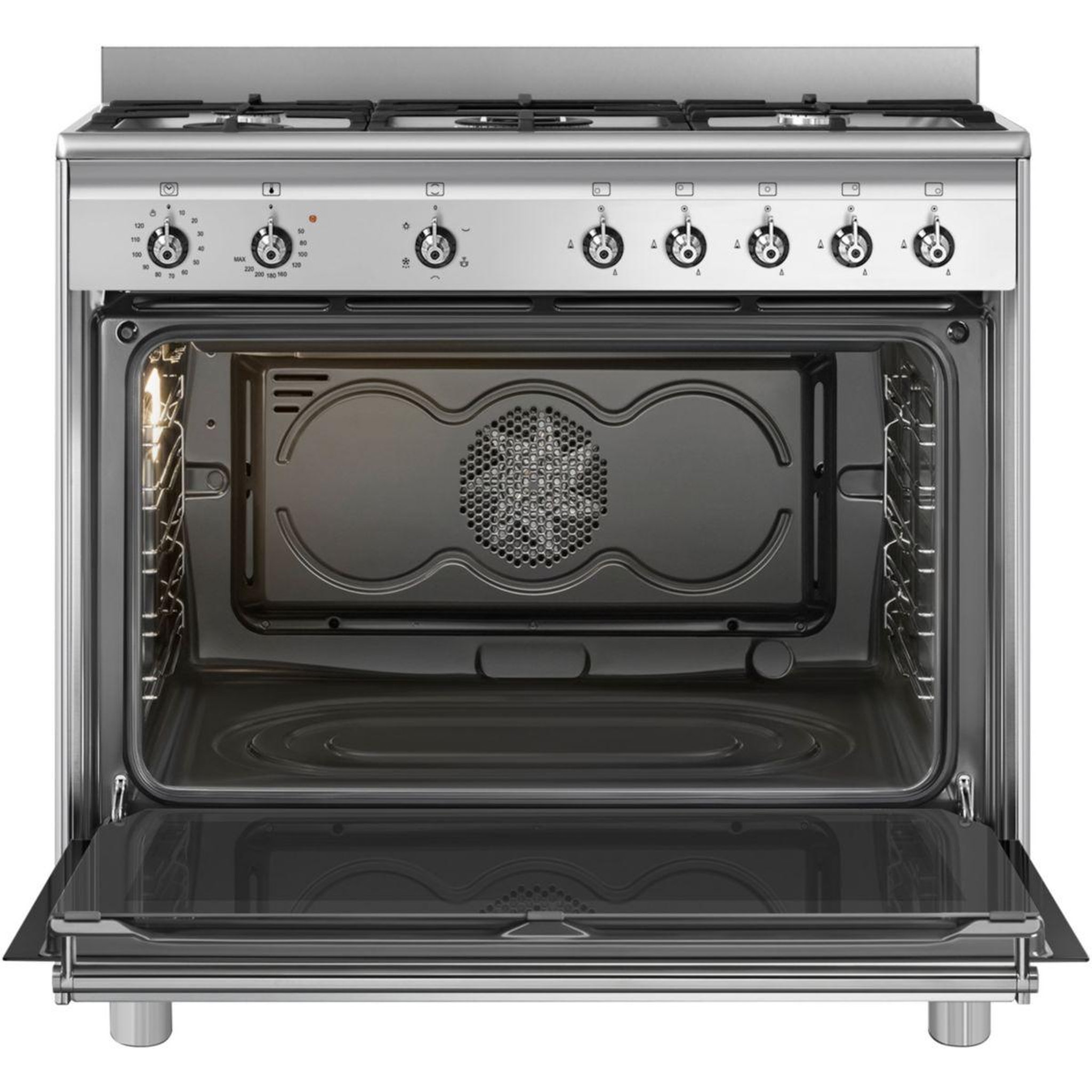 Voir la diapositive 2 : SMEG Piano de cuisson gaz sx91gm