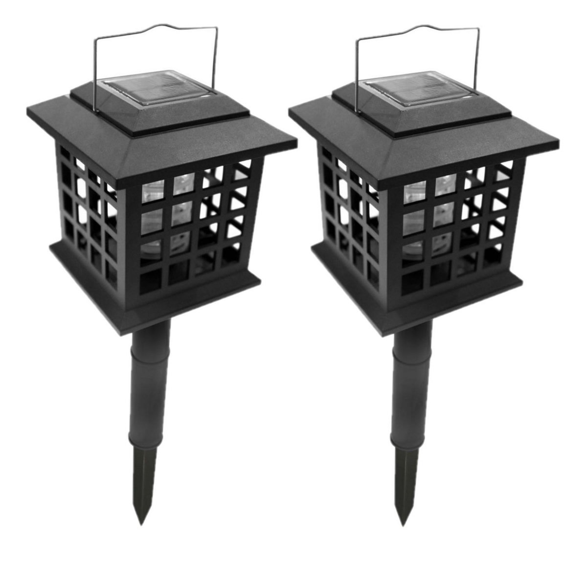 TOILINUX Lot de 2 Lampes LED solaires à planter - Anti-moustique - Noir