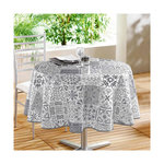 Paris Prix Nappe Ronde Toile Cirée  Persane  160cm Gris
