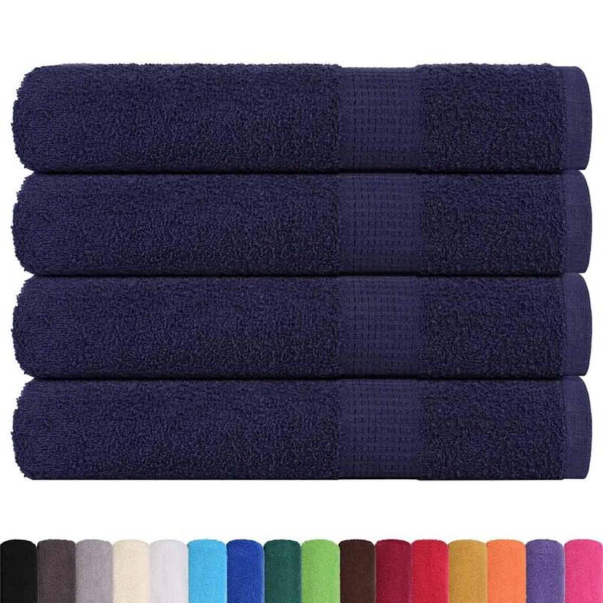 VIDAXL Serviettes 4 pcs bleu marine 100x200 cm 360 g m² 100% coton