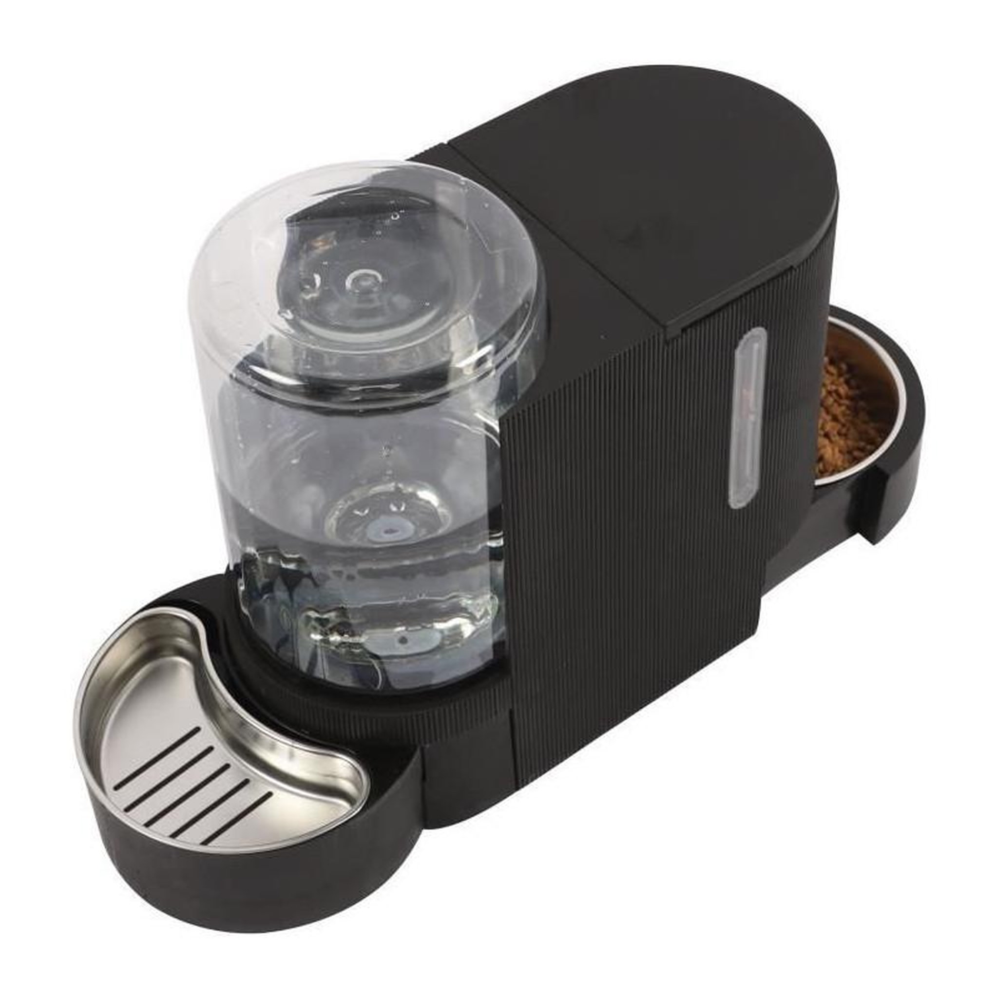 Voir la diapositive 3 : M PETS Distributeur de croquettes et d'eau M.PETS DUPLO 1,3kg/3L - 40x16.2x29.1 cm - Noir