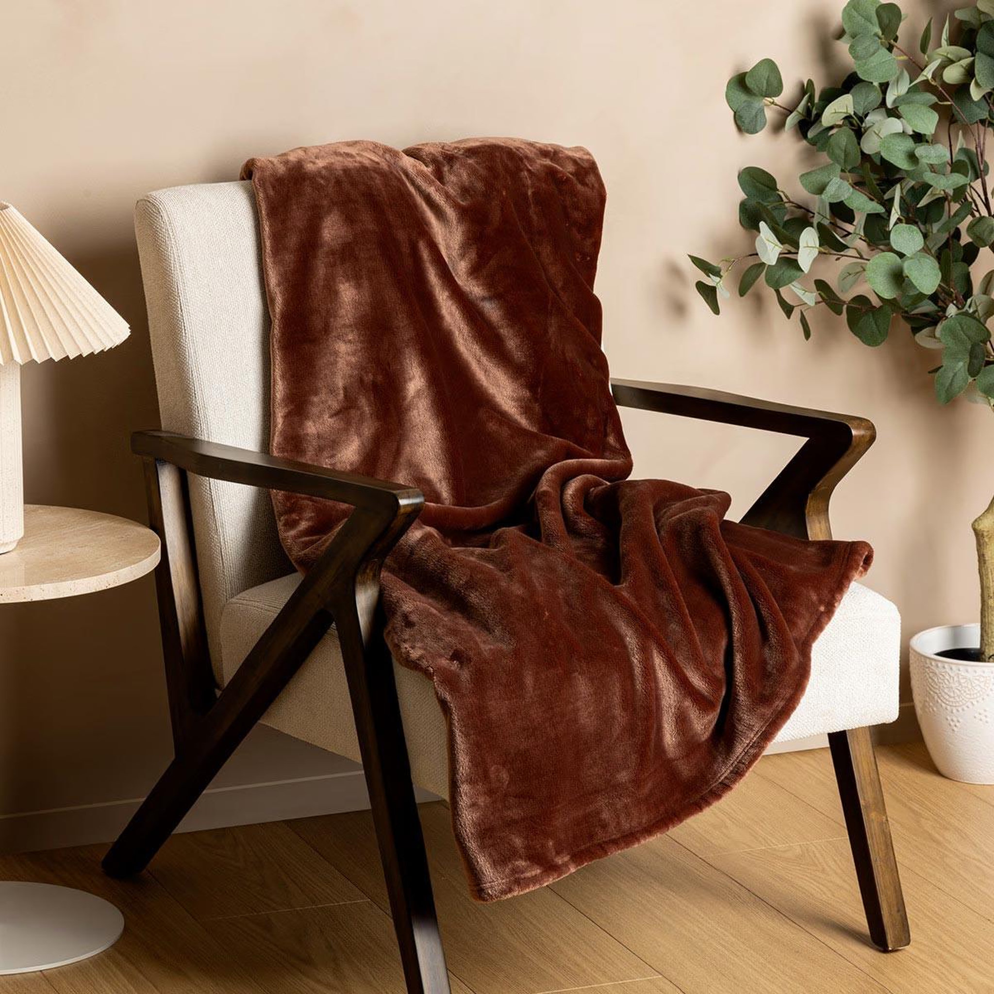 Voir la diapositive 3 : ATMOSPHERA Plaid en flanelle  cuddly  130x180cm marron