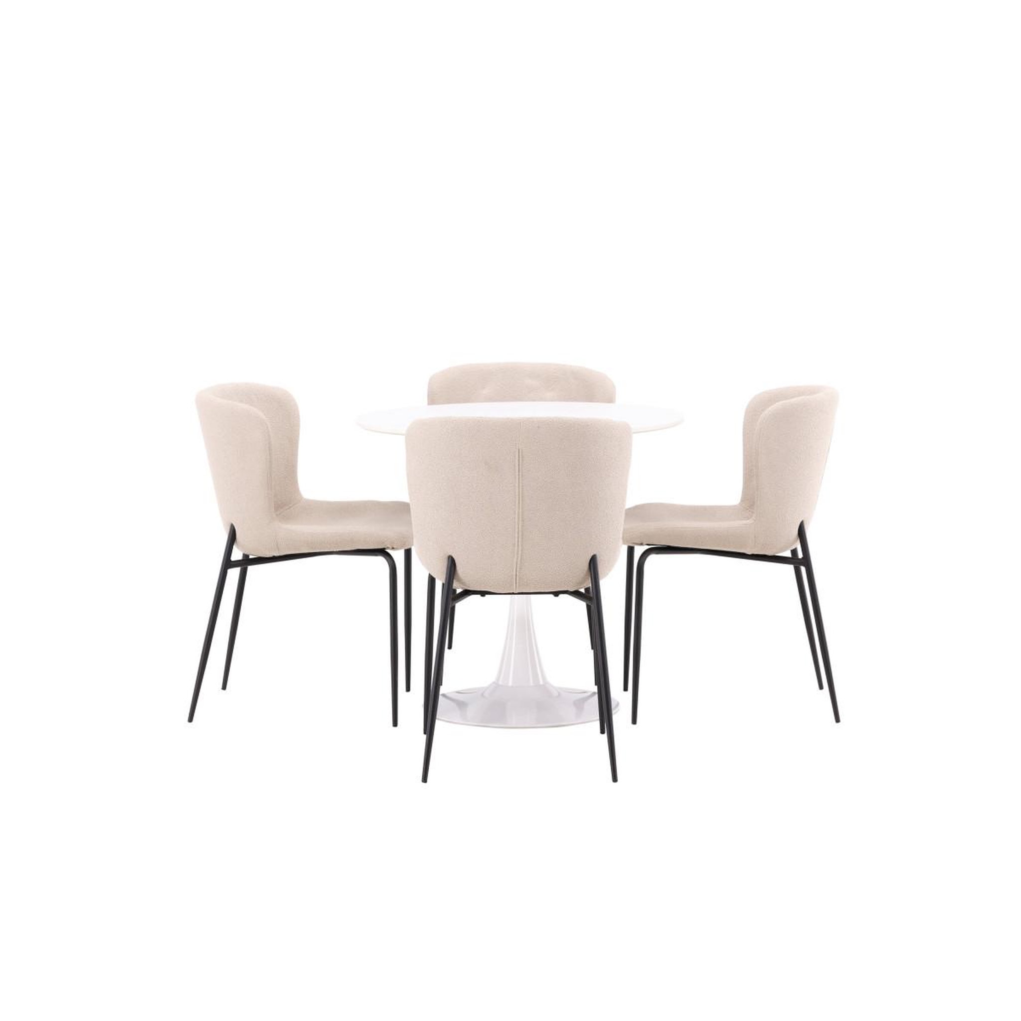 Voir la diapositive 2 : Paris Prix Ensemble table à manger & 4 chaises  hamden & modesto  80cm blanc & beige