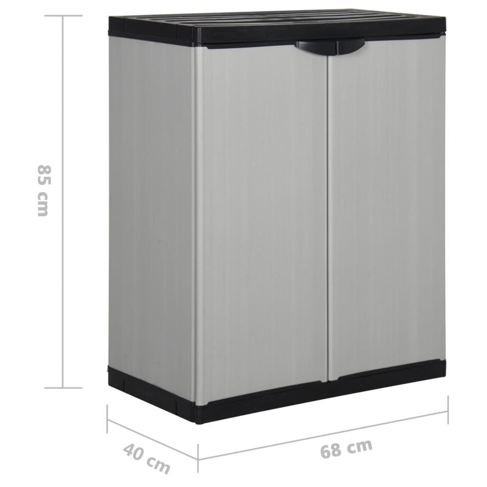 Voir la diapositive 6 : VIDAXL Armoire de rangement de jardin 1 etagere gris/noir 68x40x85 cm