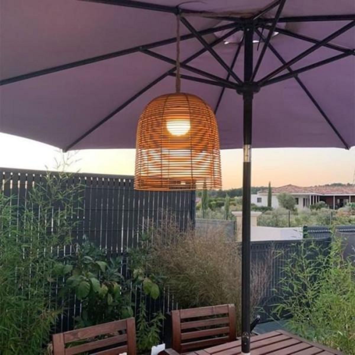 Lumisky Suspension nomade - LUMISKY - HANG BOHEME - H35 cm - Polyrotin avec corde - LED blanc chaud et blanc dimmable