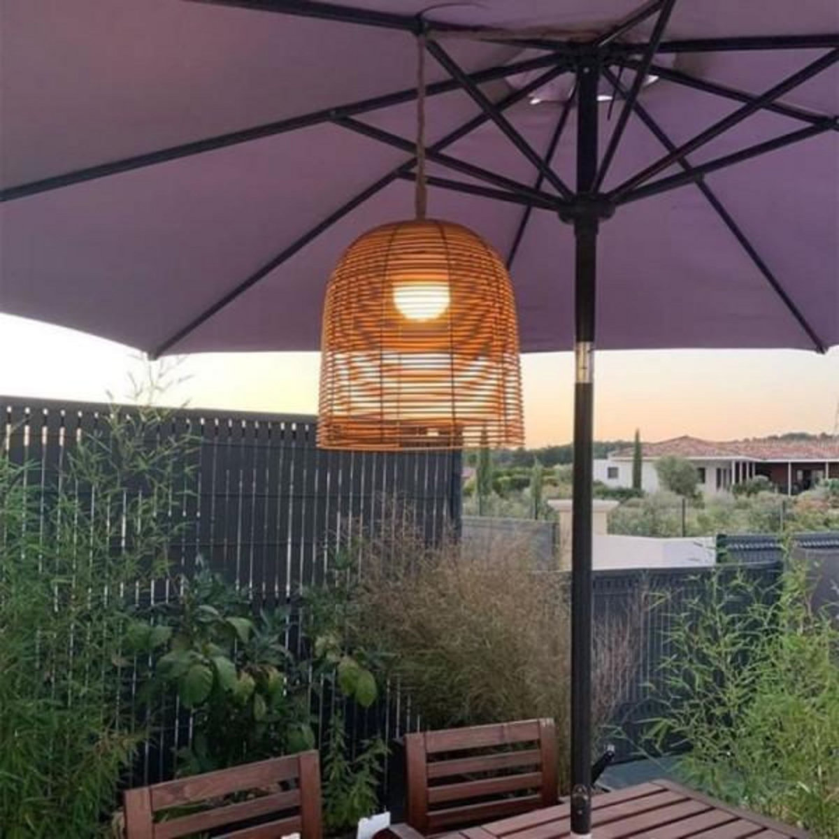 Lumisky Suspension nomade - LUMISKY - HANG BOHEME - H35 cm - Polyrotin avec corde - LED blanc chaud et blanc dimmable