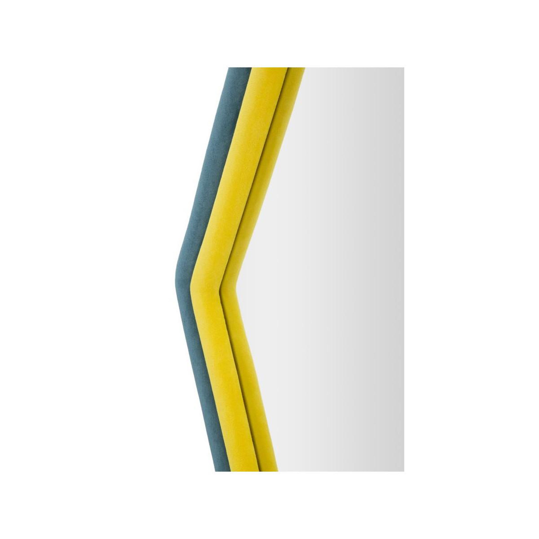 Voir la diapositive 3 : Paris Prix Miroir mural en velours  tony  80cm bleu & jaune