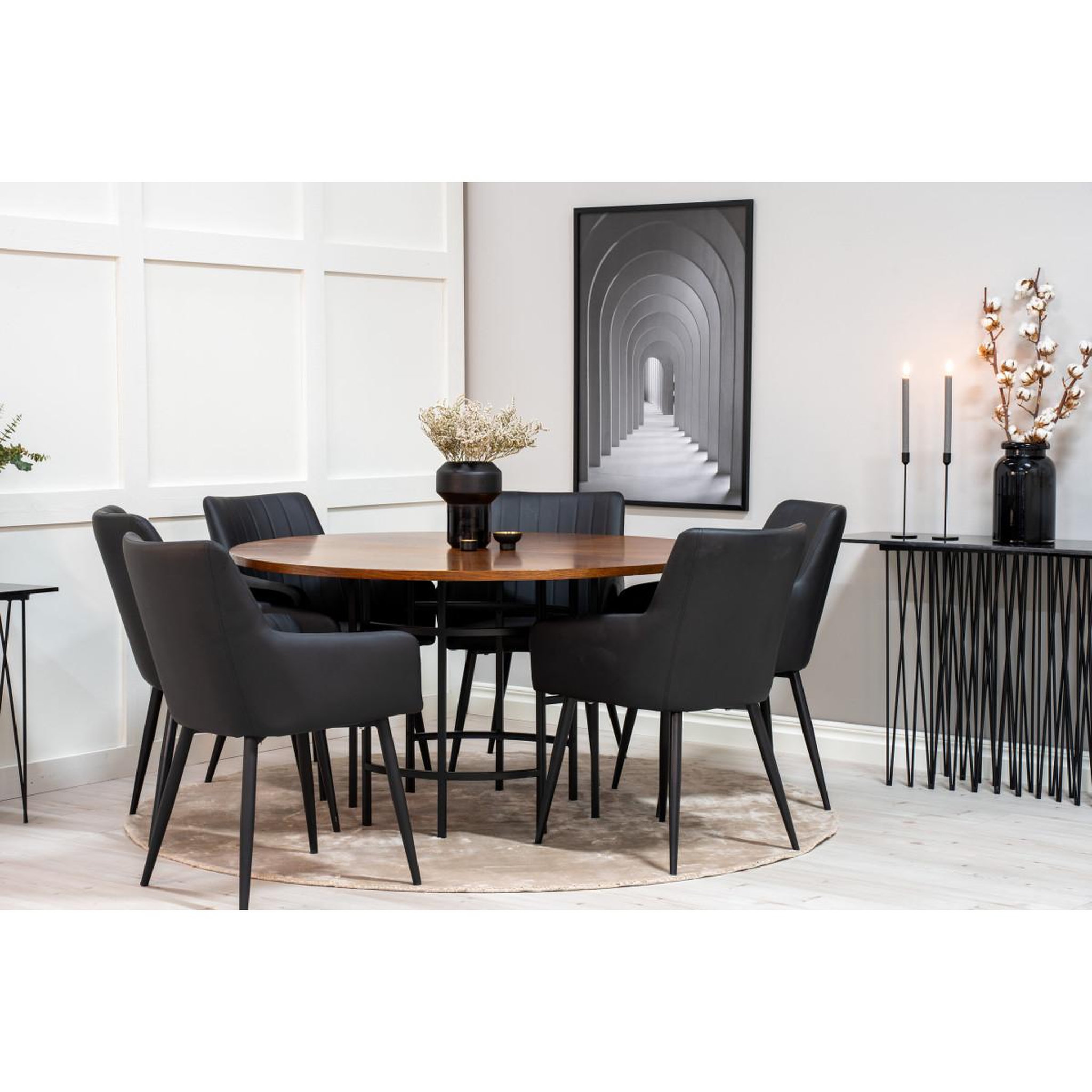 Voir la diapositive 5 : Paris Prix Ensemble table à manger & 6 chaises  copenhagen & comfort  150cm marron & noir