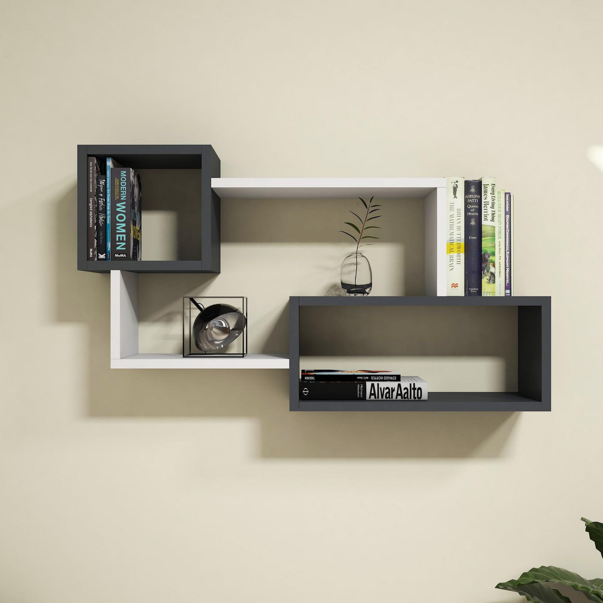 Voir la diapositive 3 : Habitat et Jardin Étagère murale en bois  afro  - 90 x 20 x 51 cm - gris anthracite