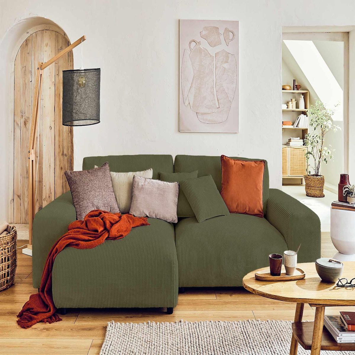 LISA DESIGN Garance - canapé d'angle réversible - 4 places - en velours côtelé