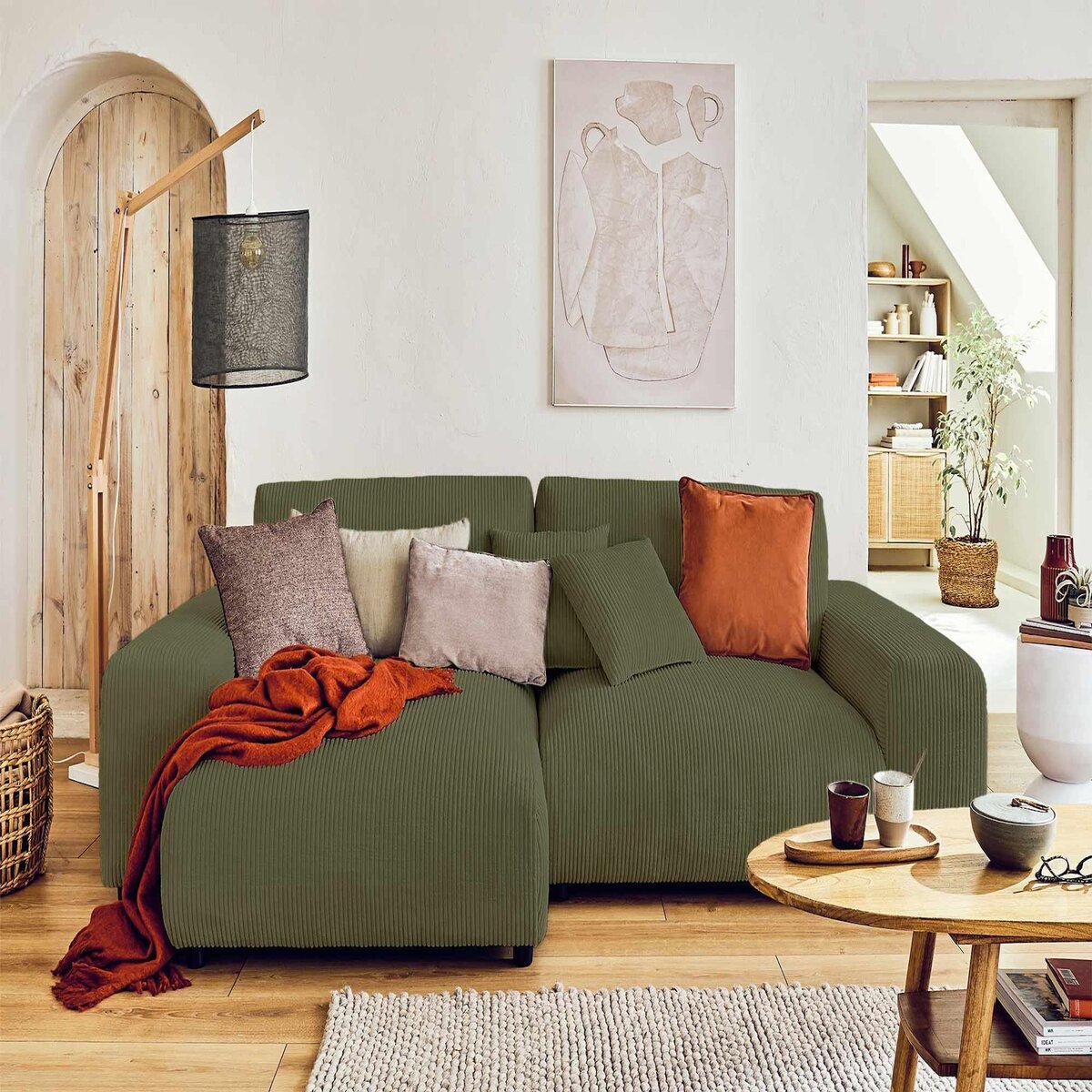 LISA DESIGN Garance - canapé d'angle réversible - 4 places - en velours côtelé