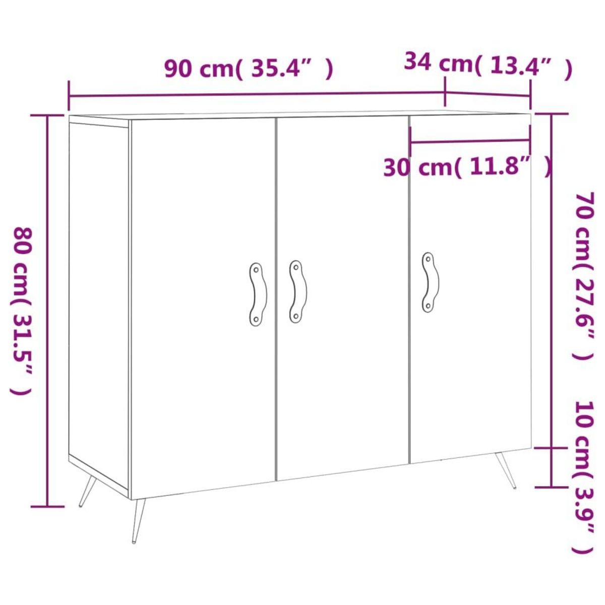 VIDAXL Buffet blanc 90x34x80 cm bois d'ingenierie