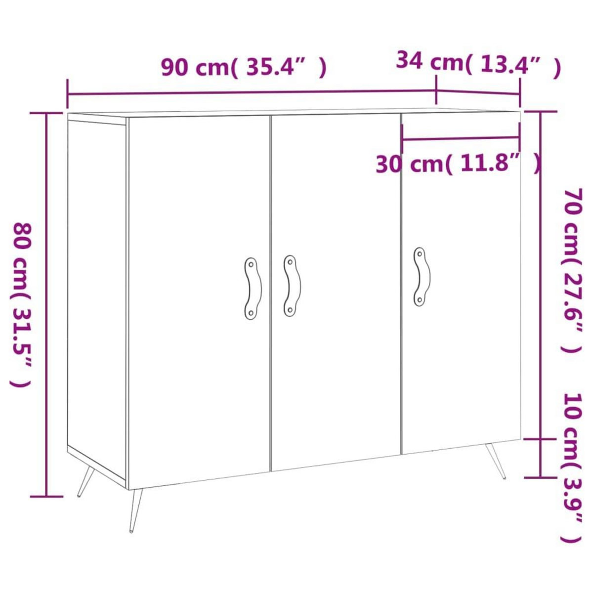 VIDAXL Buffet blanc 90x34x80 cm bois d'ingenierie