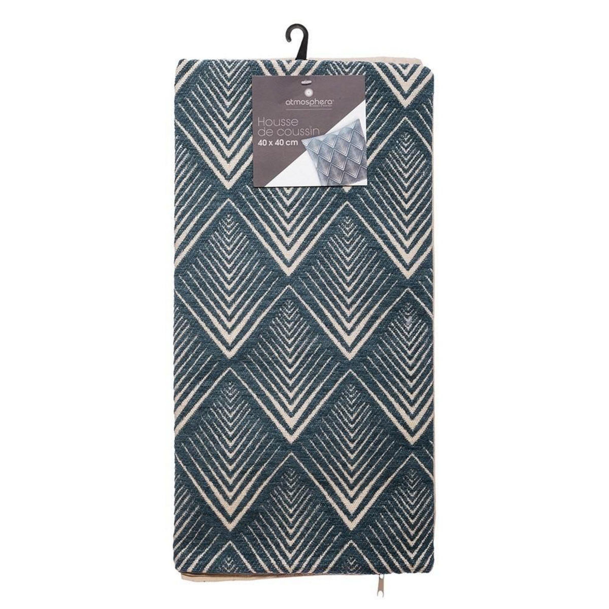 ATMOSPHERA Housse de coussin chenille Géométrique bleu 40x40 cm