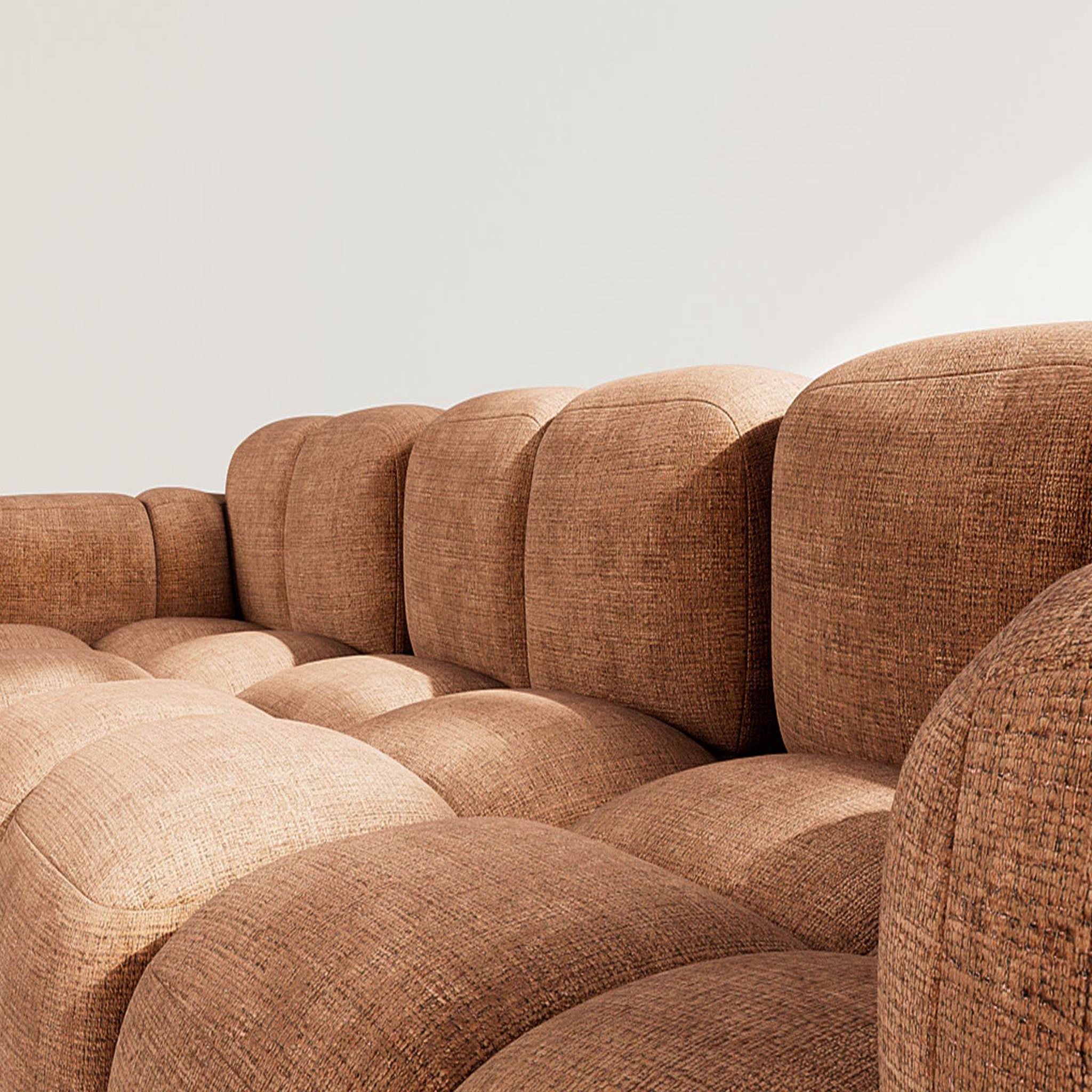 Voir la diapositive 4 : BEST MOBILIER Grace - canapé modulable d'angle réversible 4 places en velours texturé